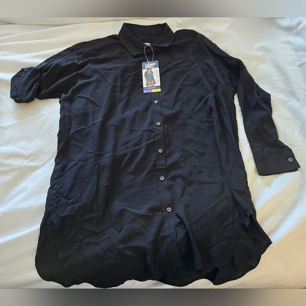 Lands' End Black Or Purple Collared Swim Cover Up, M/L or XS/S, Price Is For 1